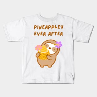 Happily Ever After Wedding Pineapple Soft Serve Sloth Kids T-Shirt